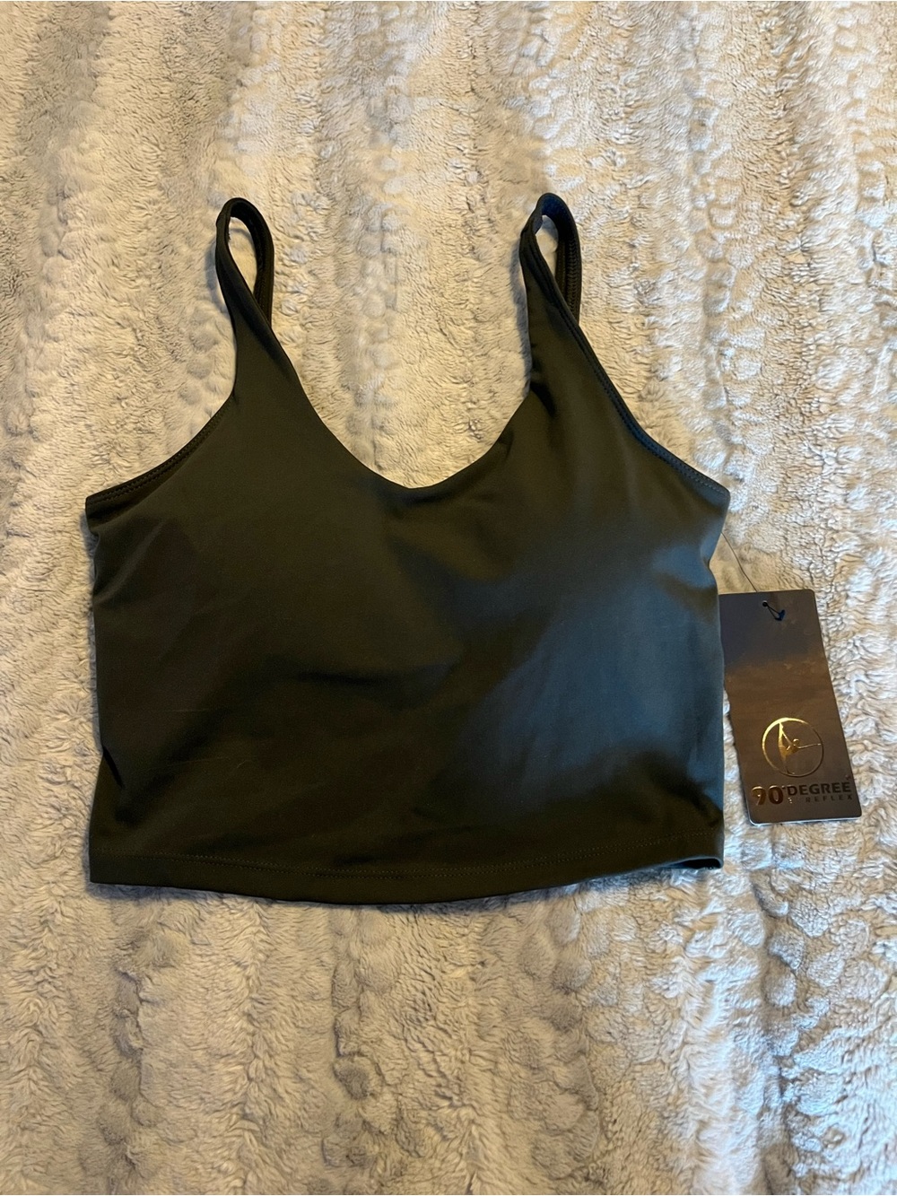 90 Degree By Reflex Military Green Cropped Athletic Tank